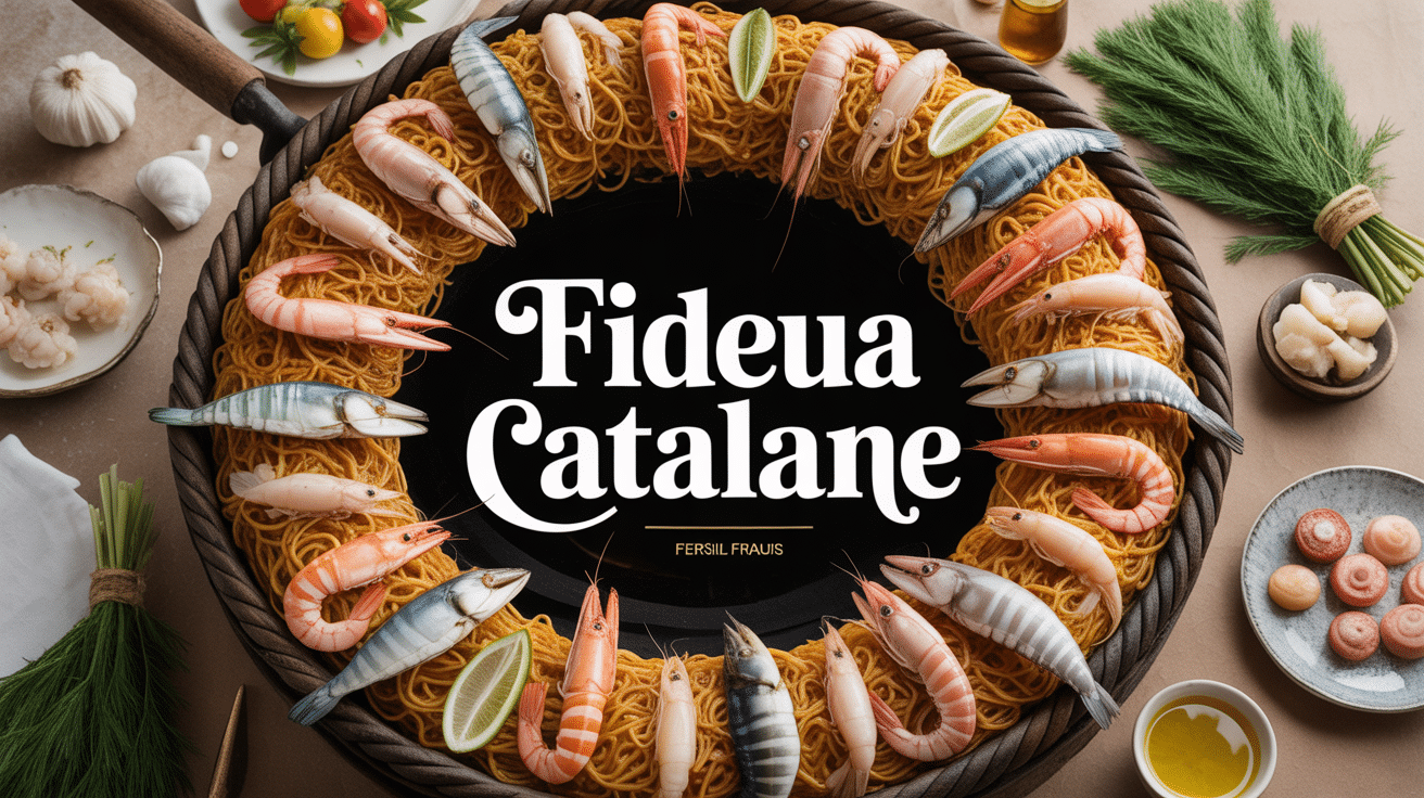 recette fideua catalane en paellera avec fruits de mer