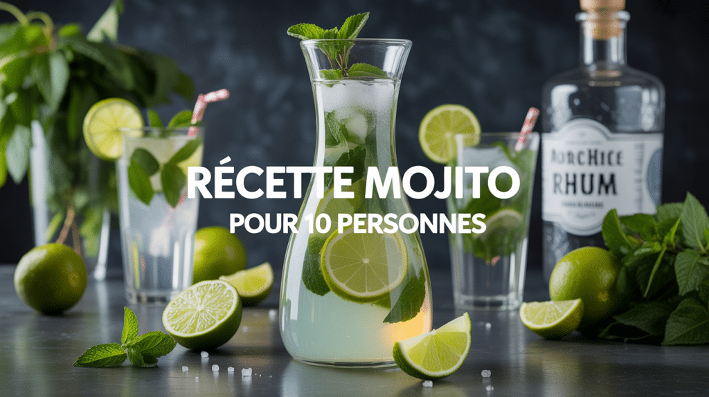 recette mojito pour 10 personnes grande carafe verre et ambiance fête