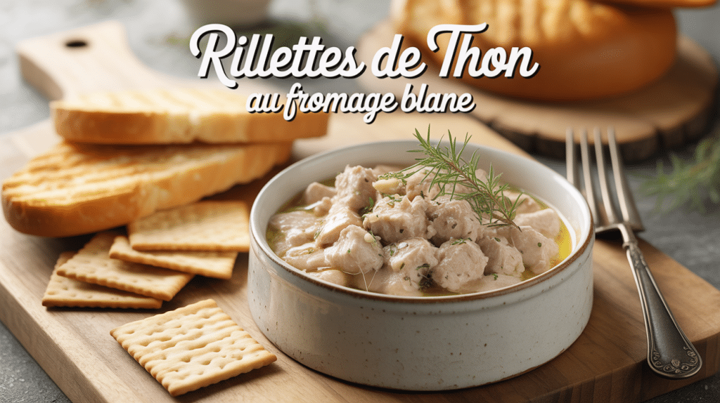 Bol de rillettes de thon fromage blanc avec pain grillé