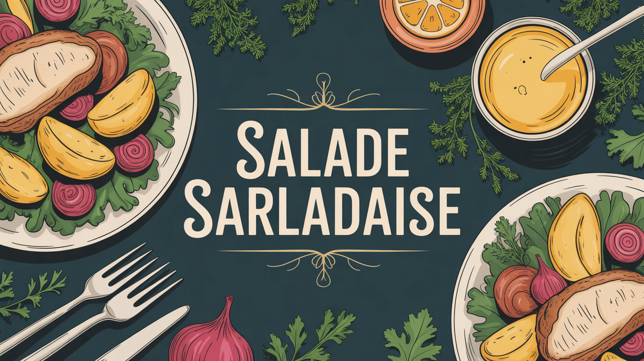 assiette de salade sarladaise généreuse sur fond élégant