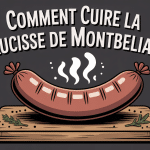 saucisse de montbéliard cuisson illustration planche bois
