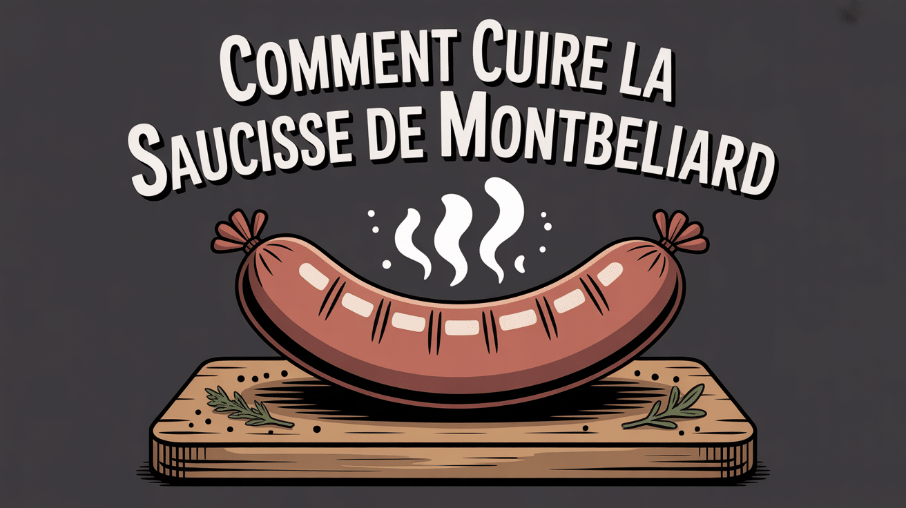 saucisse de montbéliard cuisson illustration planche bois