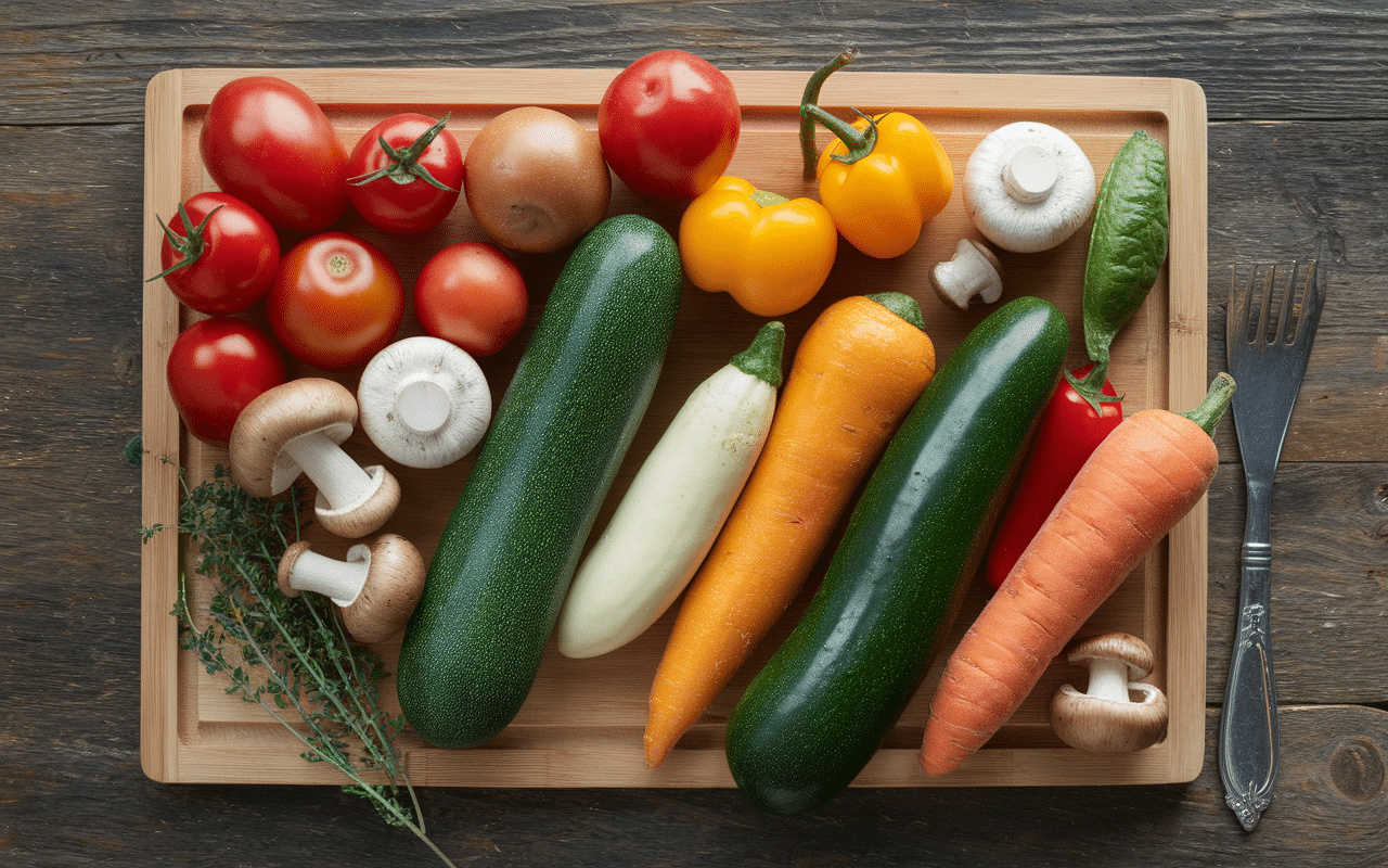 préparer tartelette légumes avec légumes frais planche