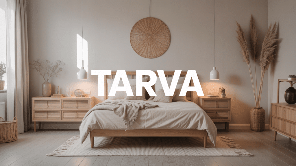 Chambre moderne avec meubles tarva en bois clair