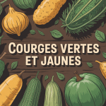 Assortiment courge verte et jaune sur bois