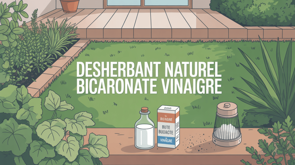 Dosage mélange bicarbonate de soude et vinaigre blanc pour désherber illustration jardin