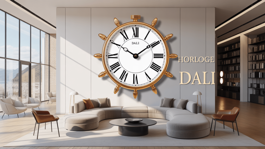 Horloge Dali fondante dans salon moderne