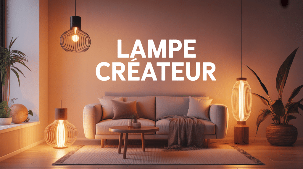 Scene interieur cosy lampe createur bois metal