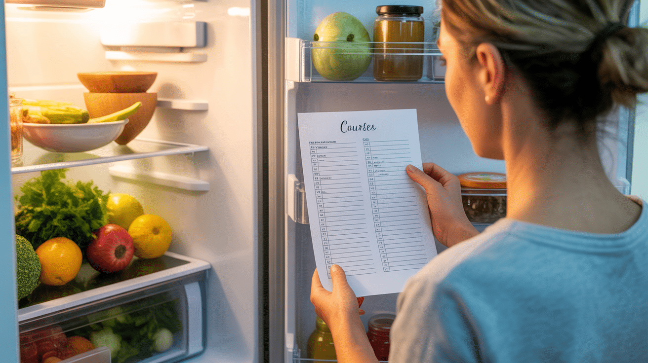 Liste de courses à imprimer sur frigo avec aliments