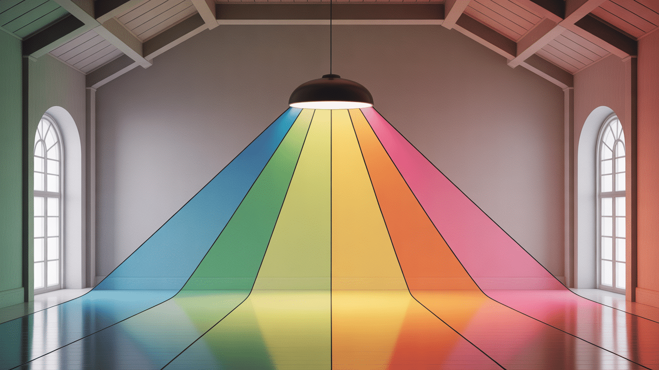 Schéma diffusion luminaire hauteur sous plafond 5m