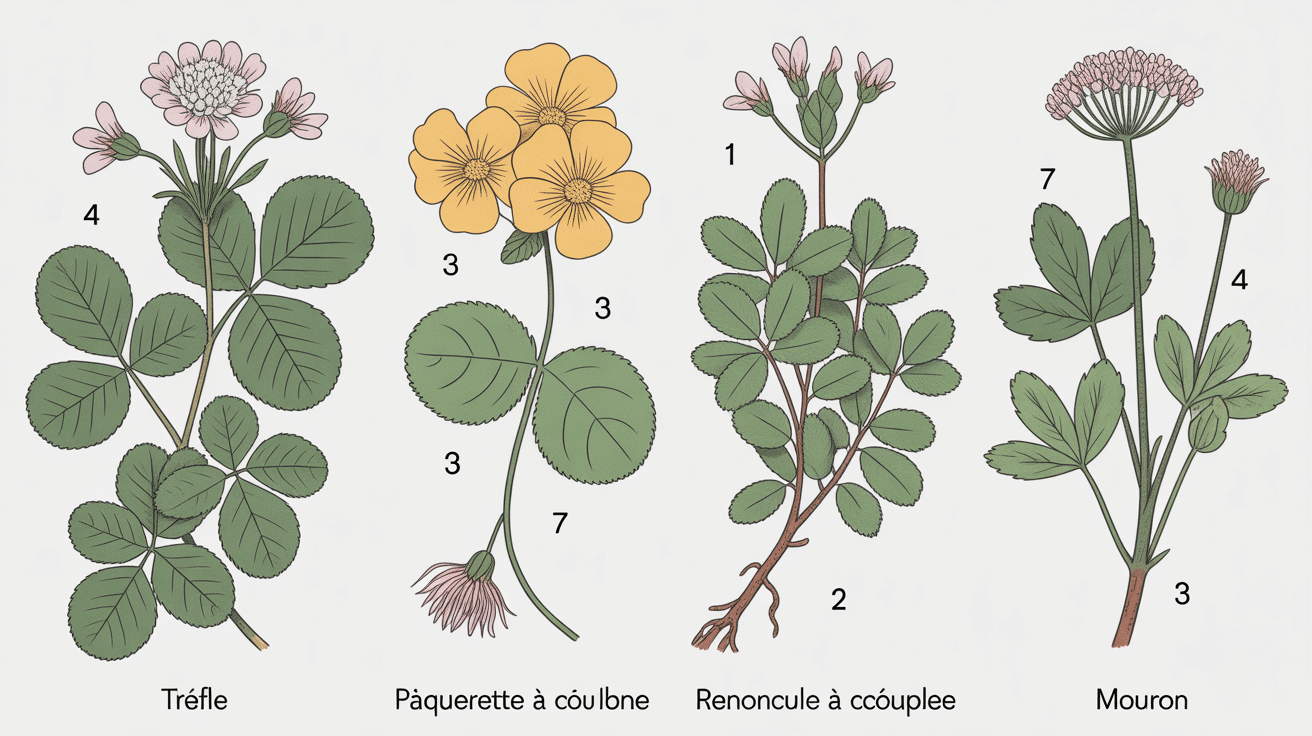 reconnaître mauvais herbe fleur blanche illustration