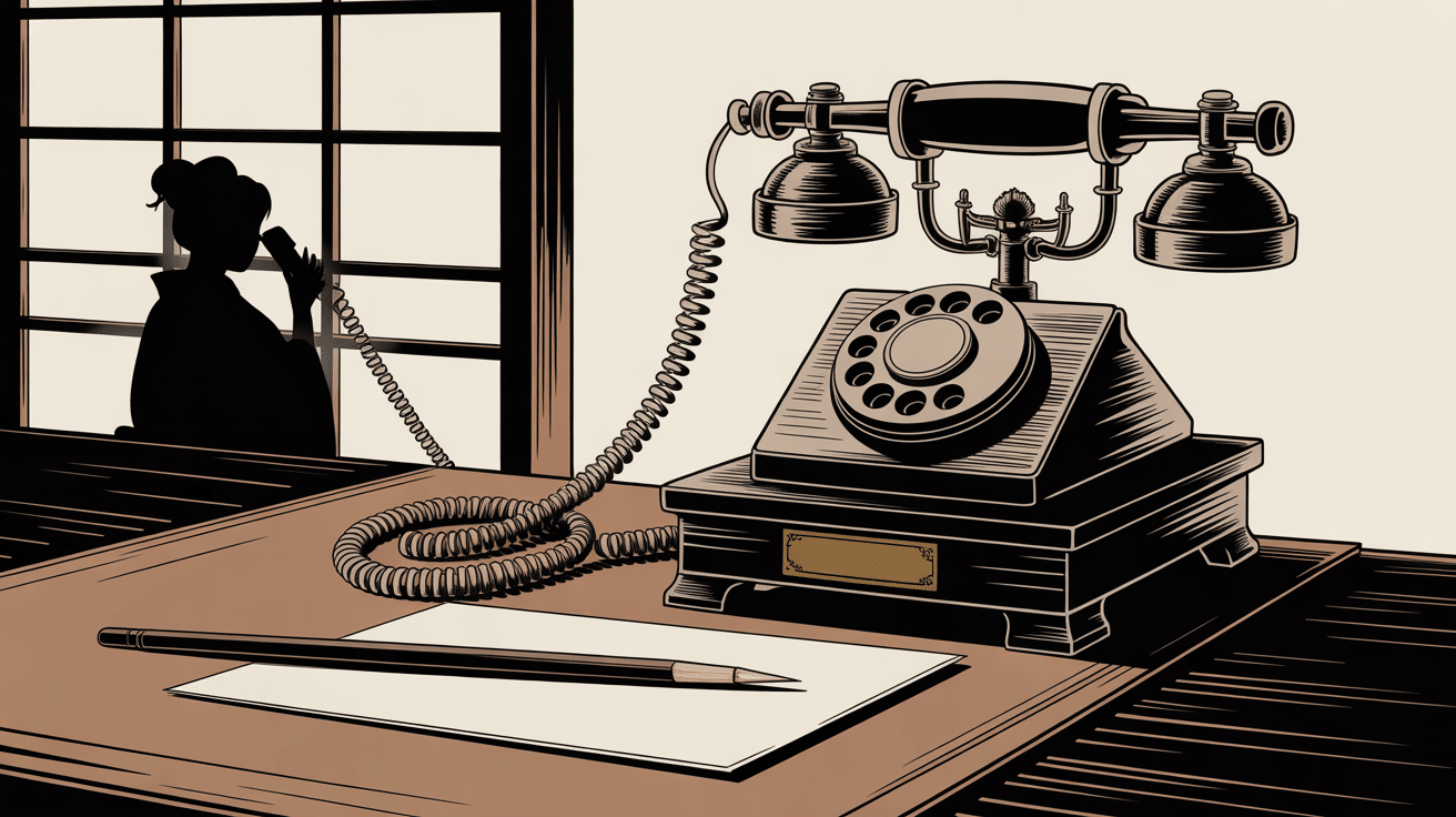 moshi moshi moshi ancien téléphone japon calligraphie