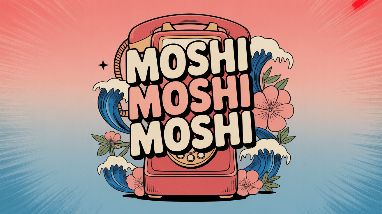 moshi moshi moshi illustration téléphone japonais rétro