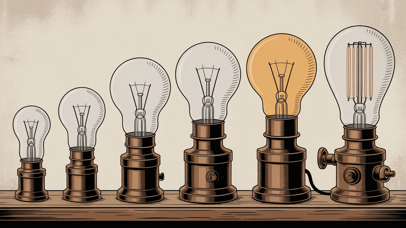 Evolution lampe Mazda ampoule tungstène