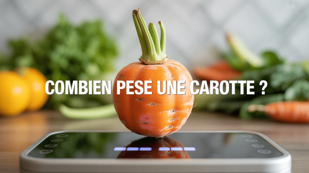 Poids d'une carotte fraîche sur balance numérique