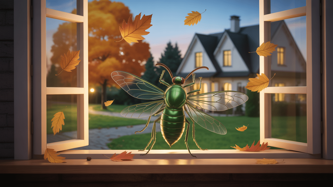 Mante religieuse dans la maison près d'une fenêtre