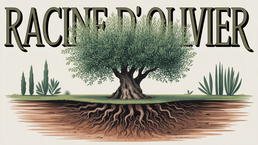 illustration racine d olivier sous terre couronne