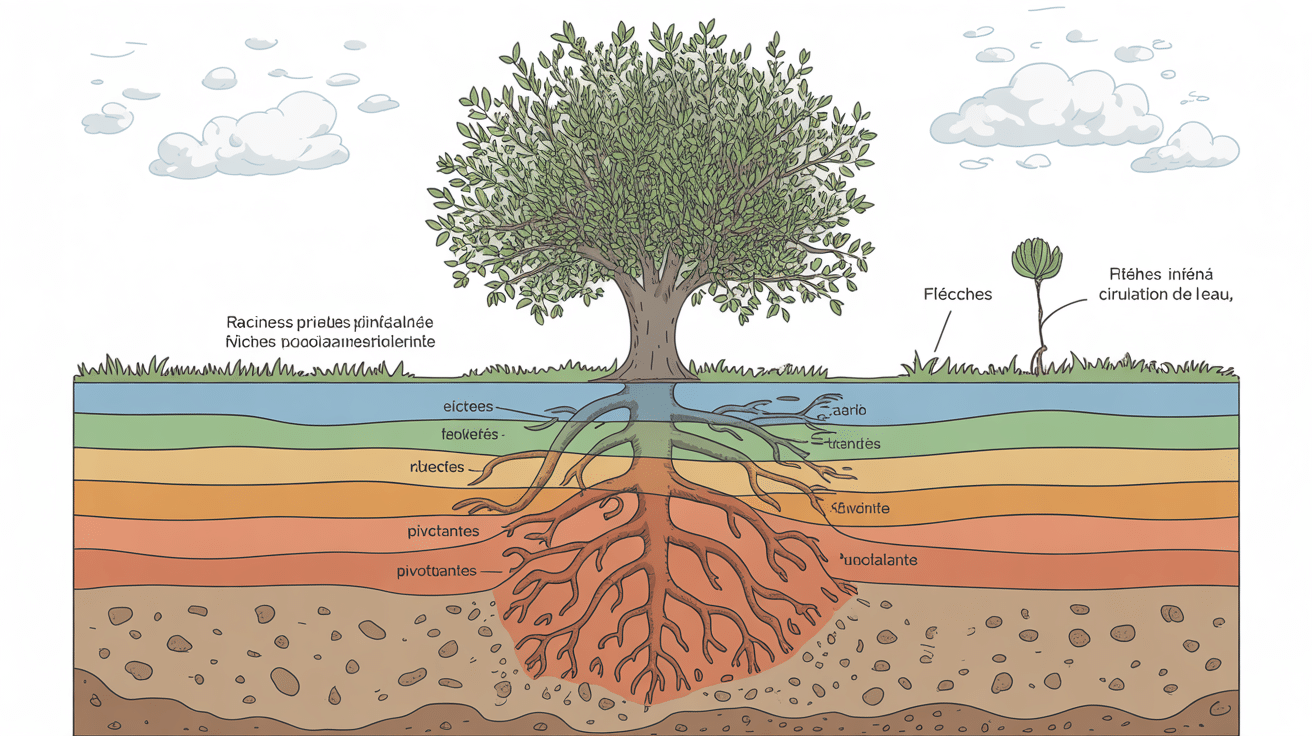 schéma racine d olivier croissance et sol