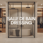 Salle de bain dressing design avec mobilier suspendu