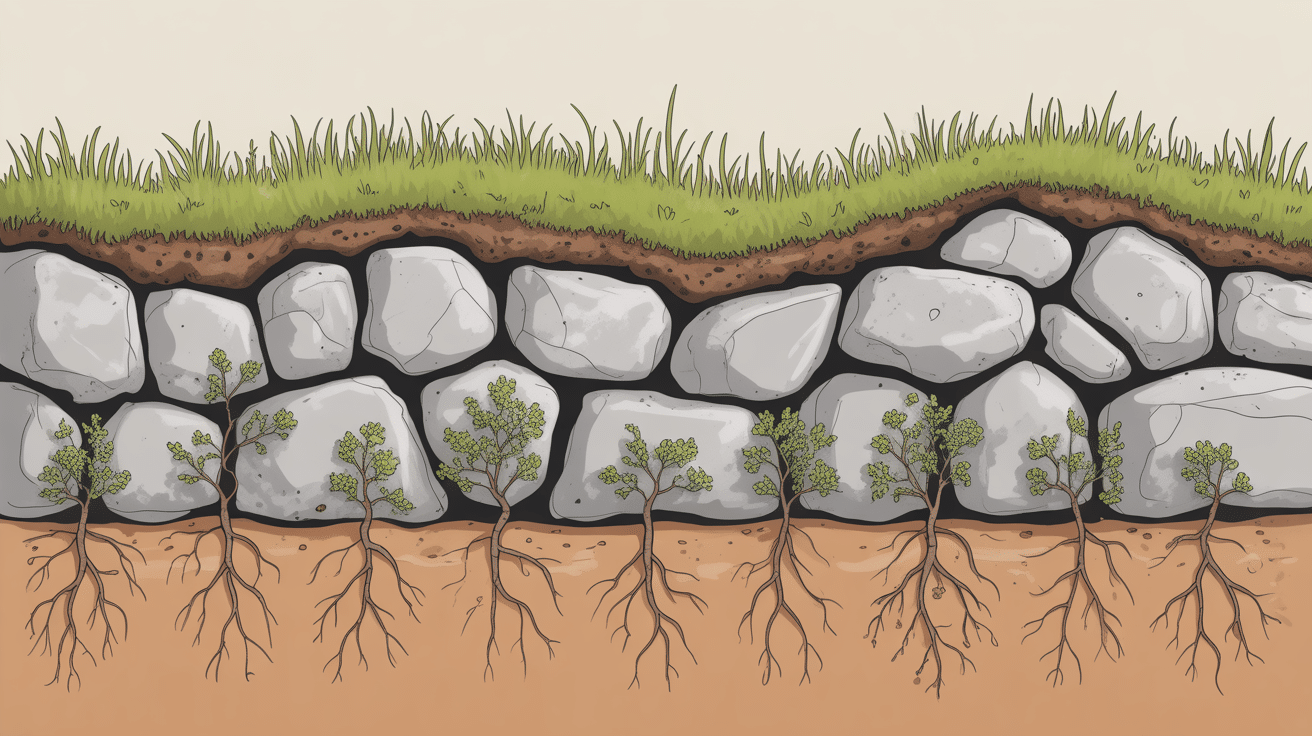 Schéma coupe enrochement végétalisé blocs et végétaux