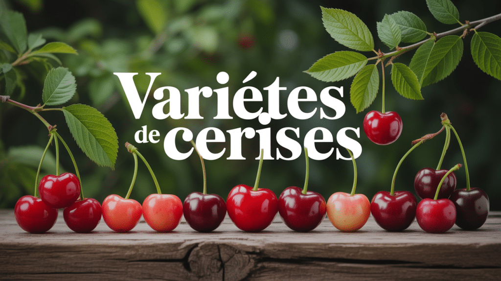 Présentation artistique de variété cerise sur bois
