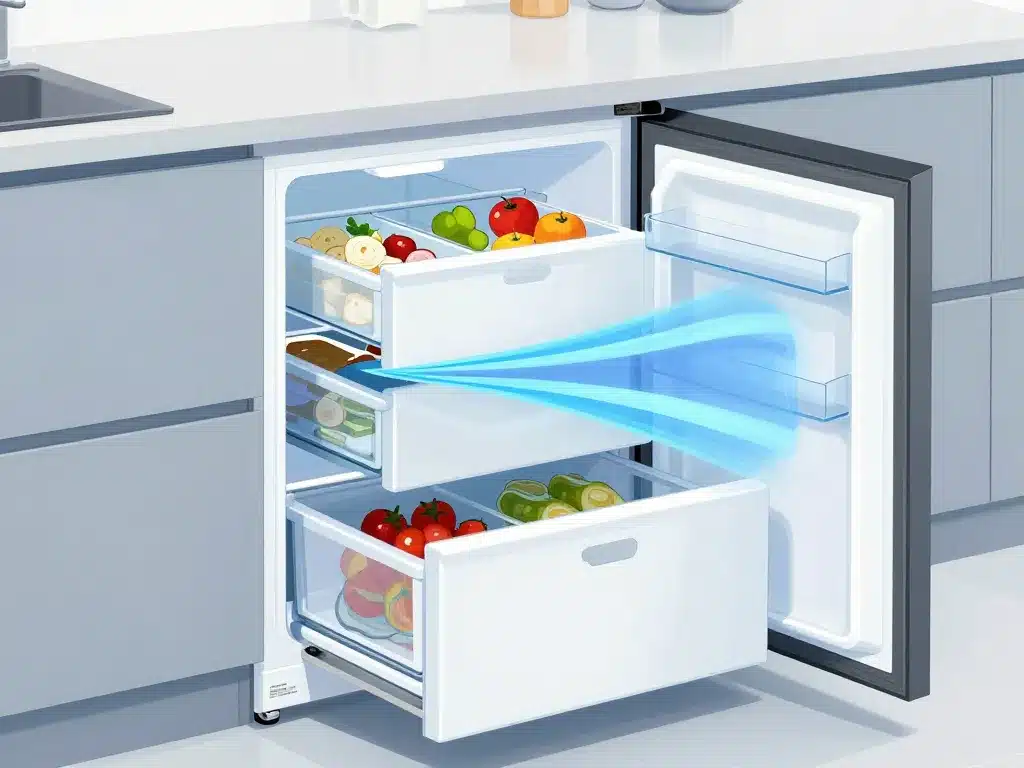 congélateur top liebherr compact tiroirs ouverts cuisine