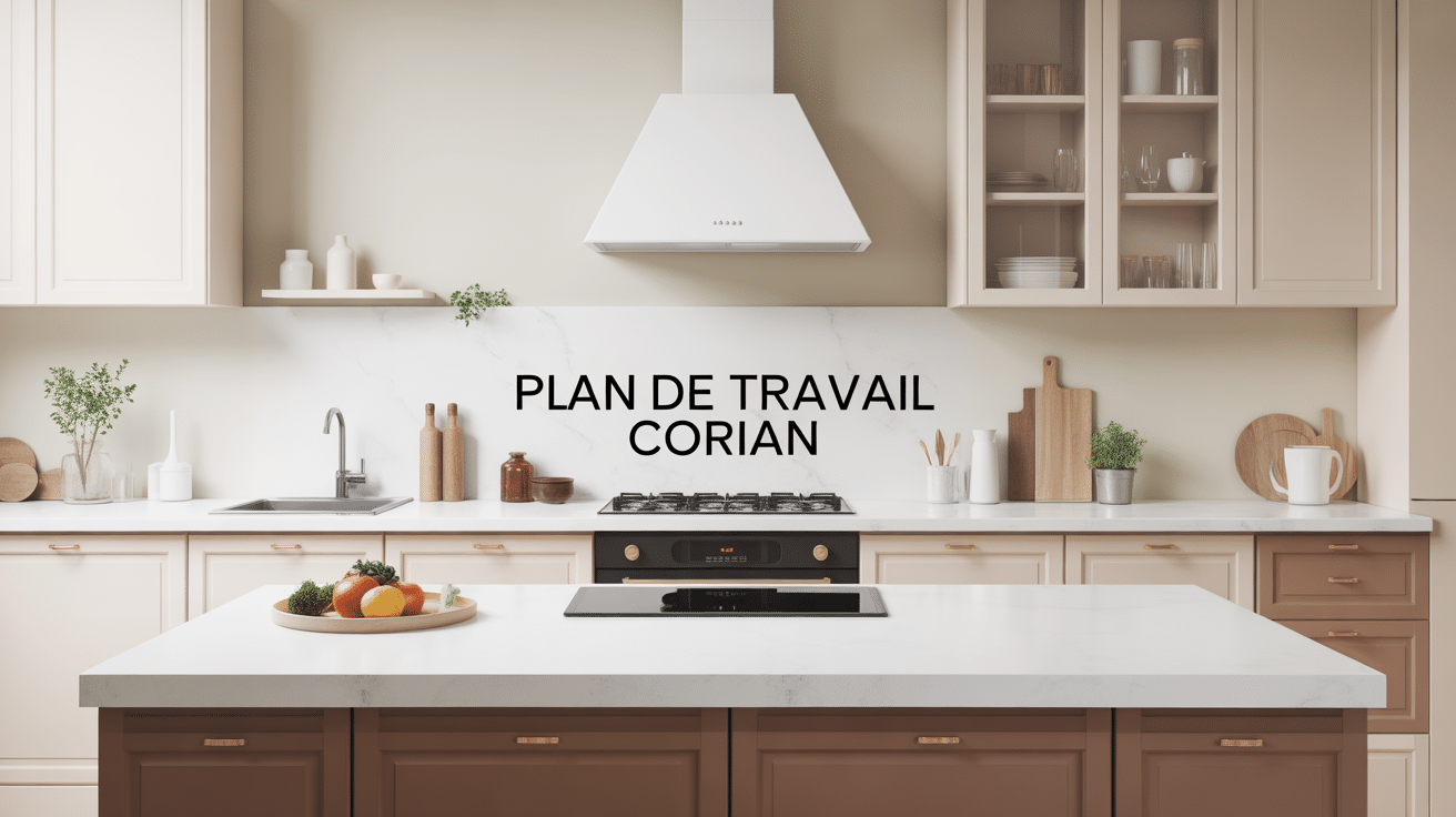 corian plan de travail blanc cuisine moderne