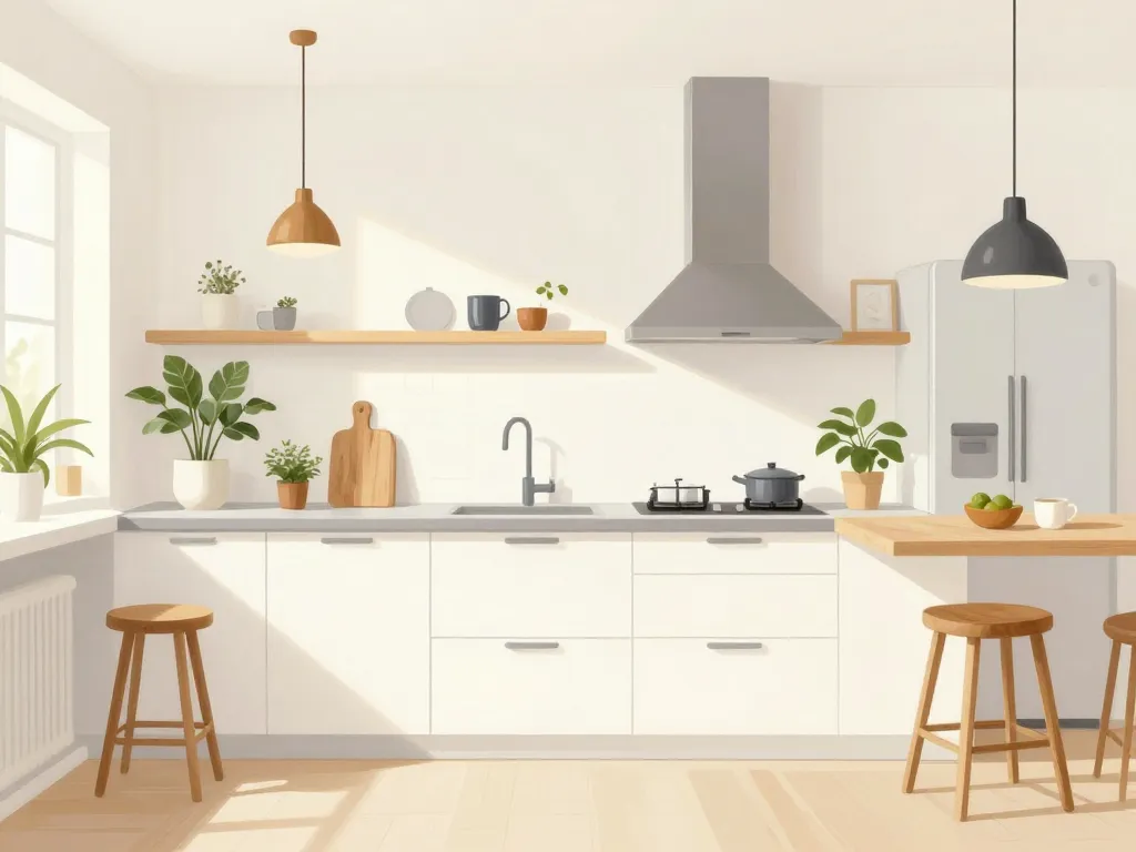 cuisine blanche plan de travail gris styles déco chaleureux