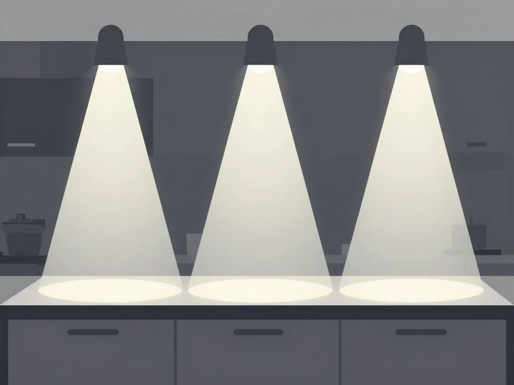 diagramme spot cuisine plan de travail sans ombre