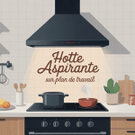 hotte aspirante sur plan de travail intégrée cuisine épurée