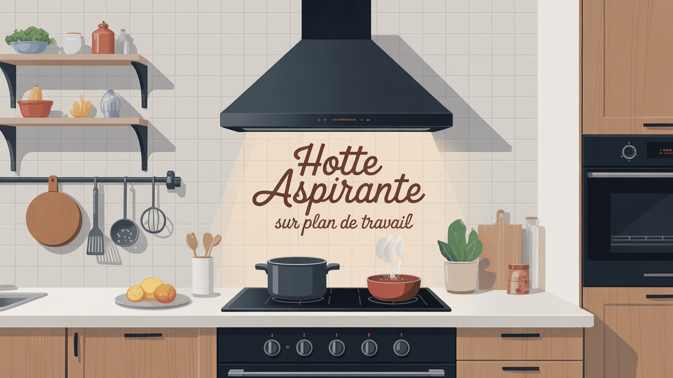 hotte aspirante sur plan de travail intégrée cuisine épurée
