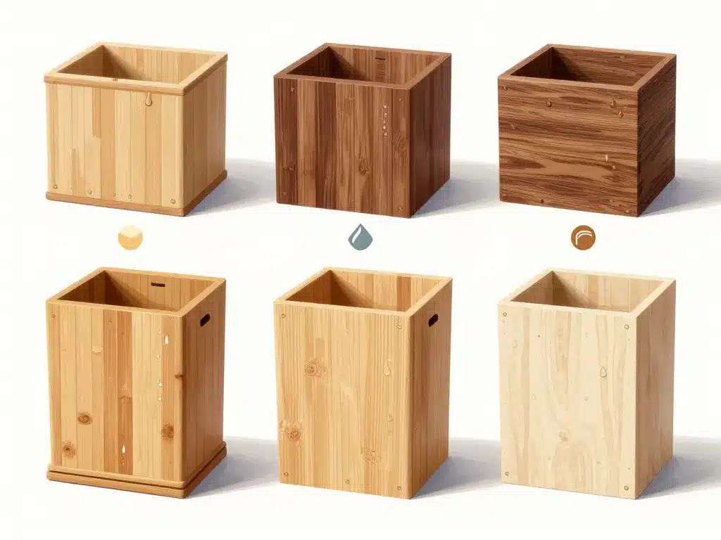 différents bois pour poubelle de salle de bain en bois et résistance à l’humidité