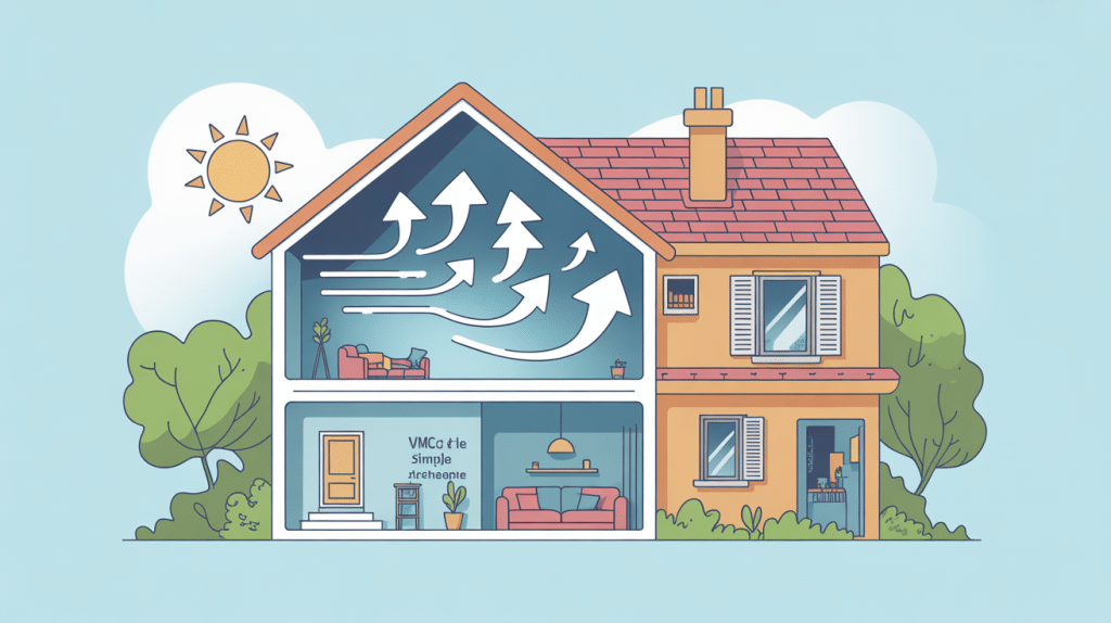 Illustration maison avec meilleur VMC simple flux et renouvellement d’air