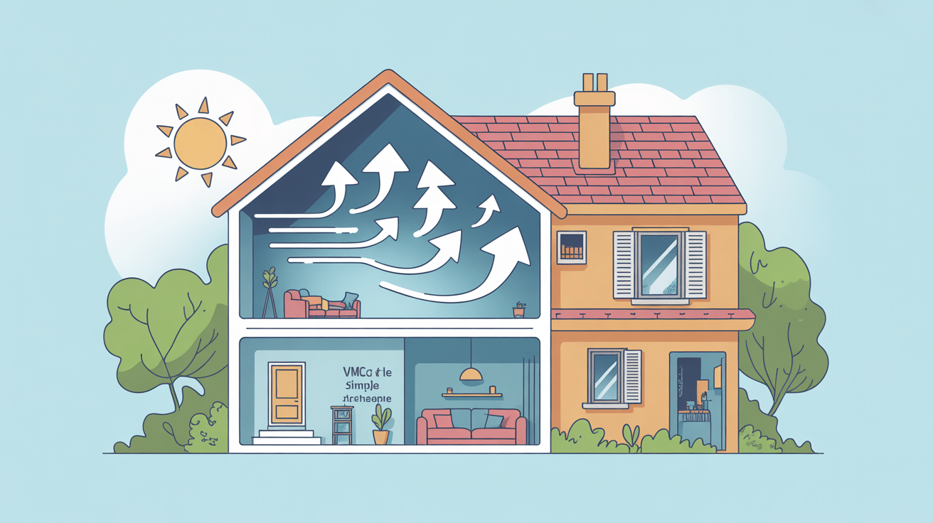 Illustration maison avec meilleur VMC simple flux et renouvellement d’air