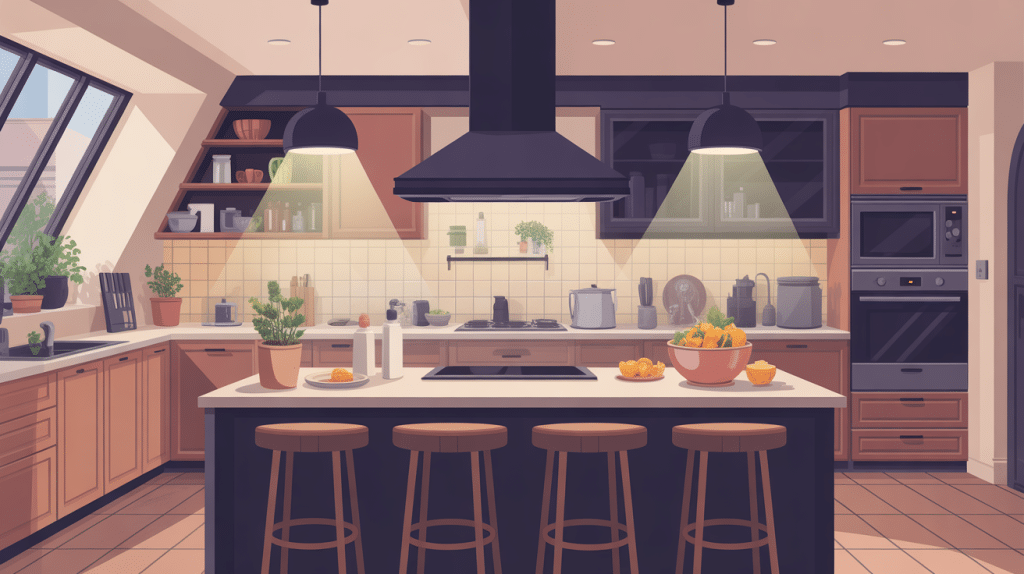 illustration spot cuisine plan de travail lumineux