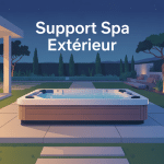 sur quoi poser un spa extérieur vue d'ensemble jardin moderne