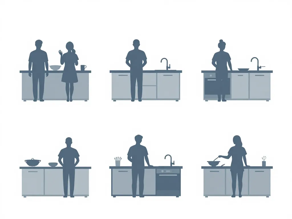 Diagramme ergonomique taille plan de travail cuisine