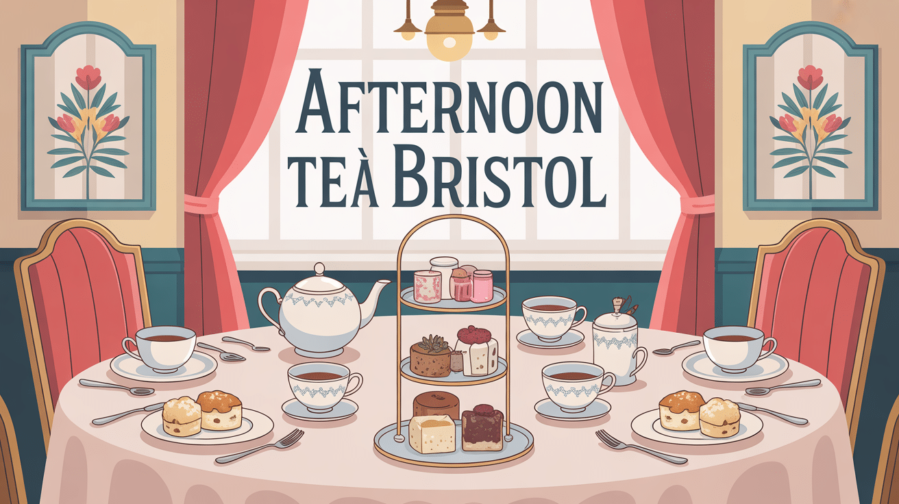 Illustration tea time Bristol ambiance élégante et cosy