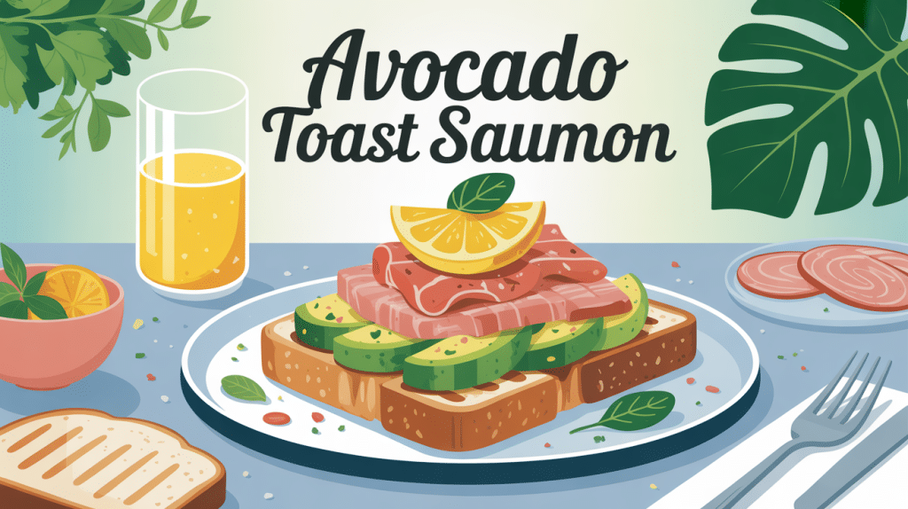 illustration avocado toast saumon brunch moderne