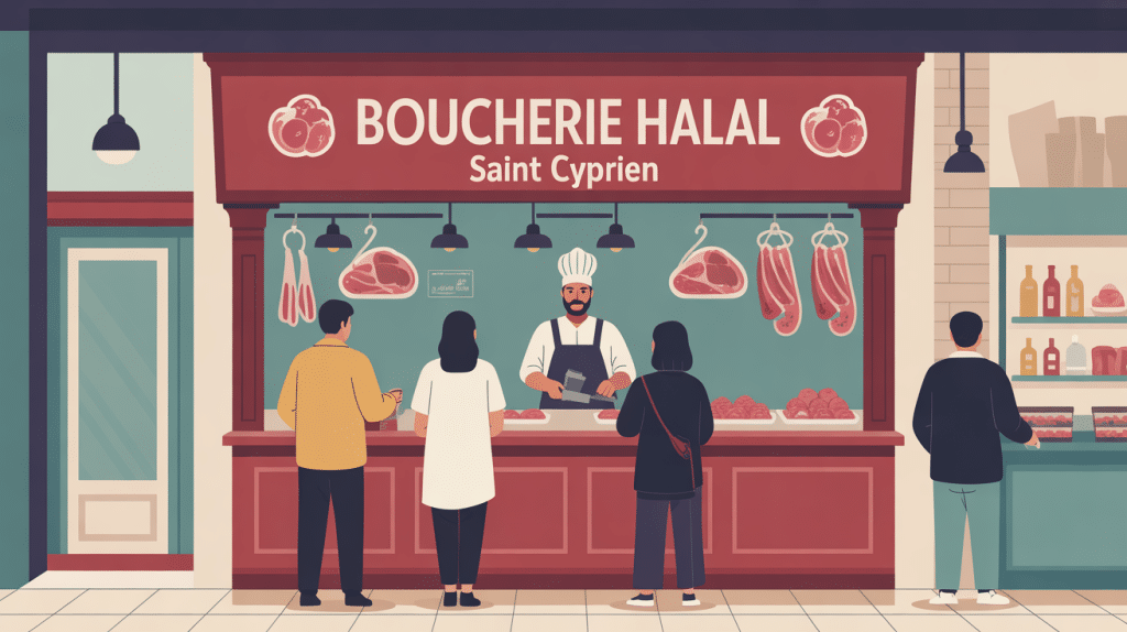 Boucherie halal Saint Cyprien ambiance chaleureuse quartier animé