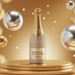 Visuel champagne le plus cher, bouteille luxe diamants dorés