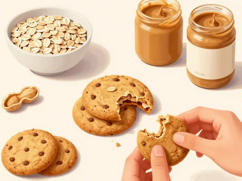 ingredients et texture cookie flocon d'avoine beurre de cacahuete