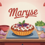 Cuisine une maryse sur plan de travail avec ustensiles et ingrédients