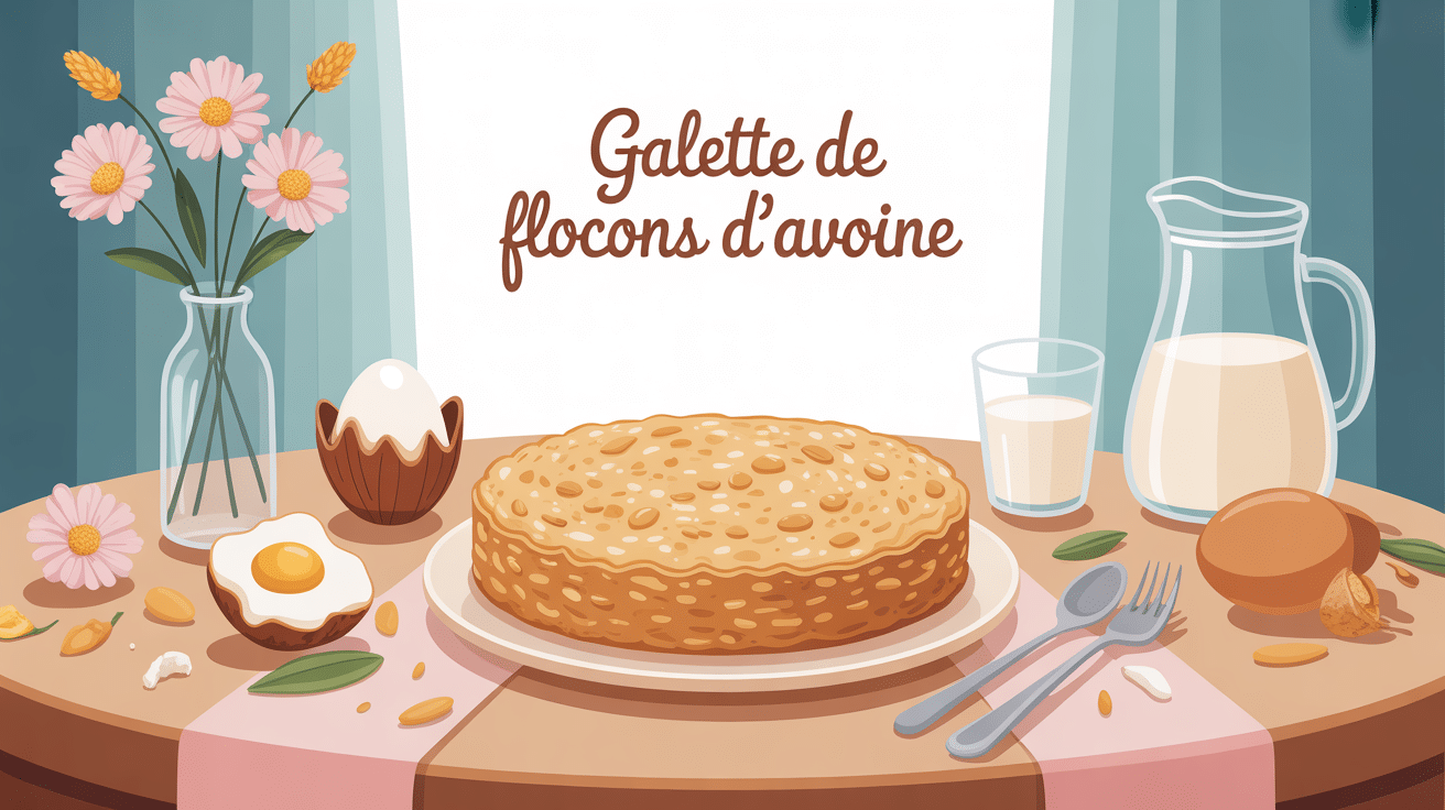 Galette de flocons d avoine avec ingrédients sur table