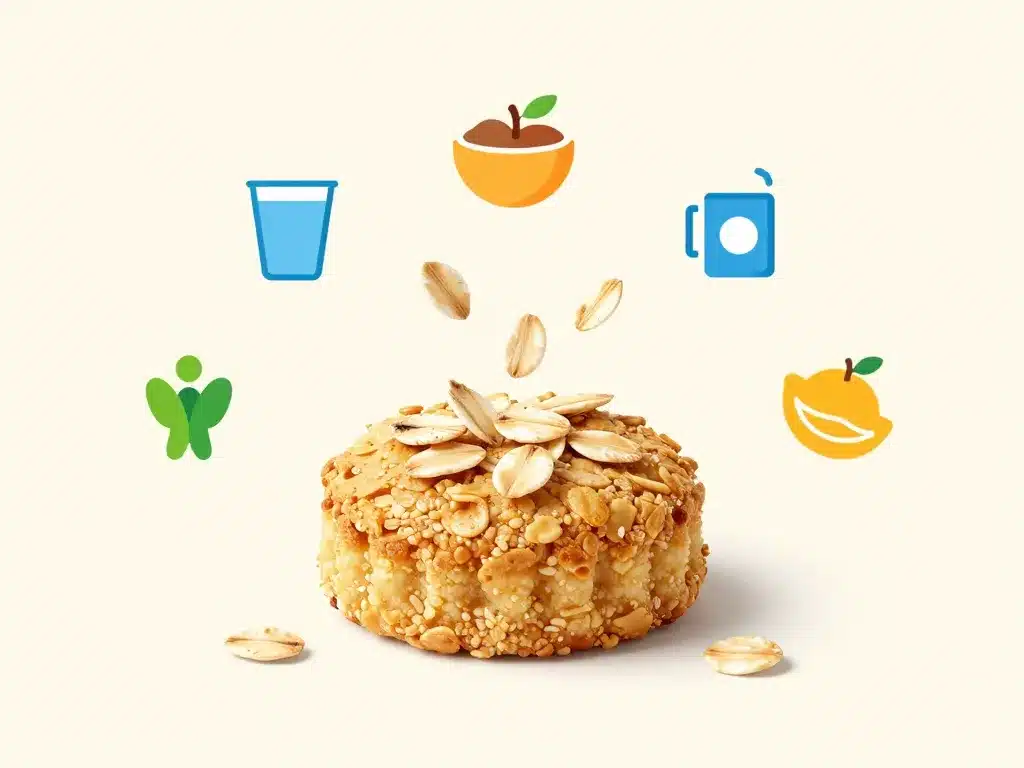 Schéma nutrition galette de flocons d'avoine protéines fibres IG modéré