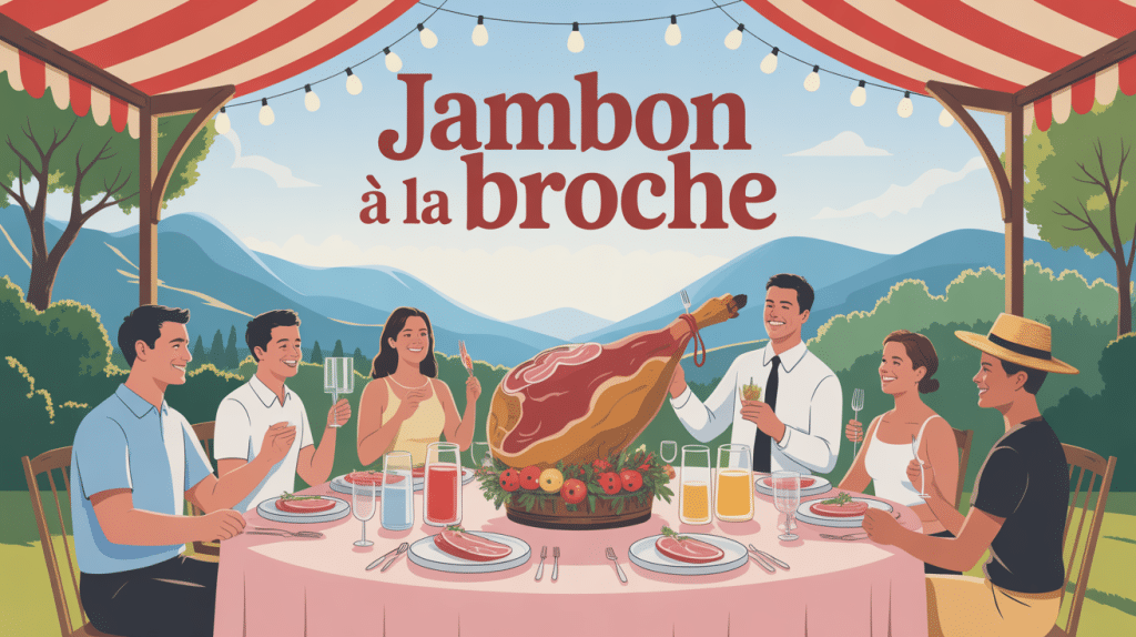 jambon a la broche convivial en extérieur