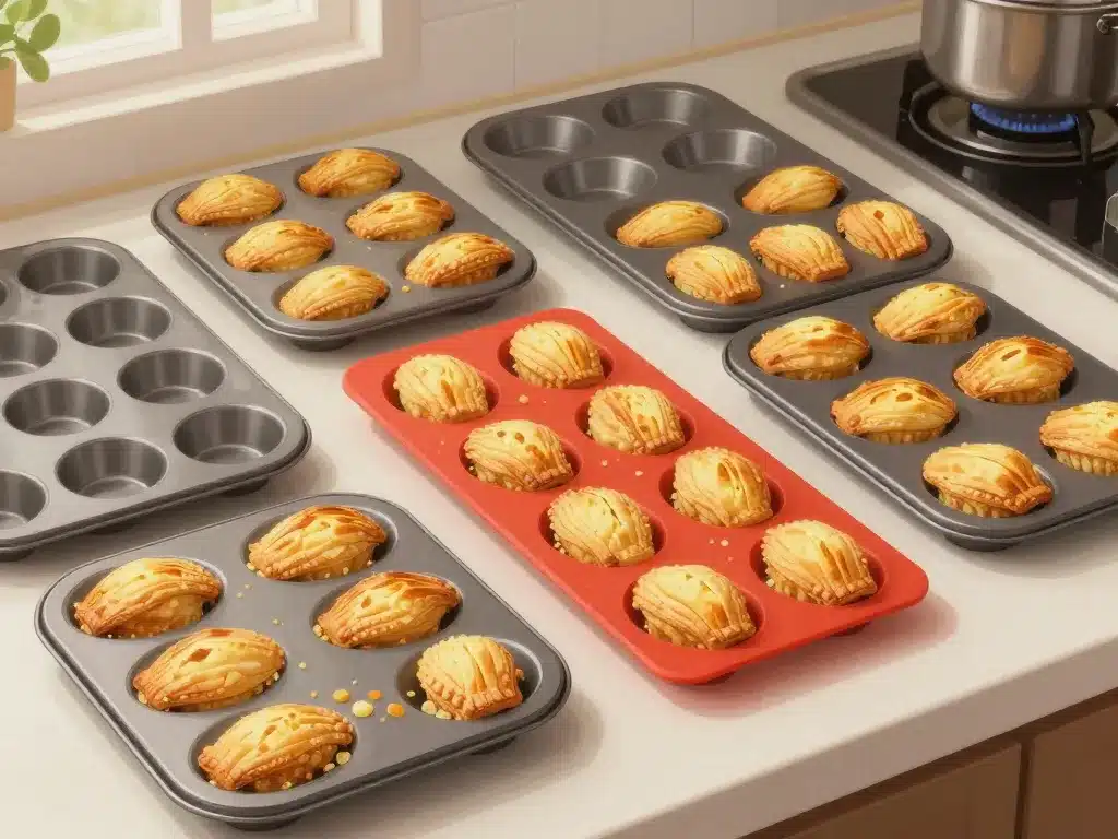 moule financier métal silicone antiadhésif, financiers dorés