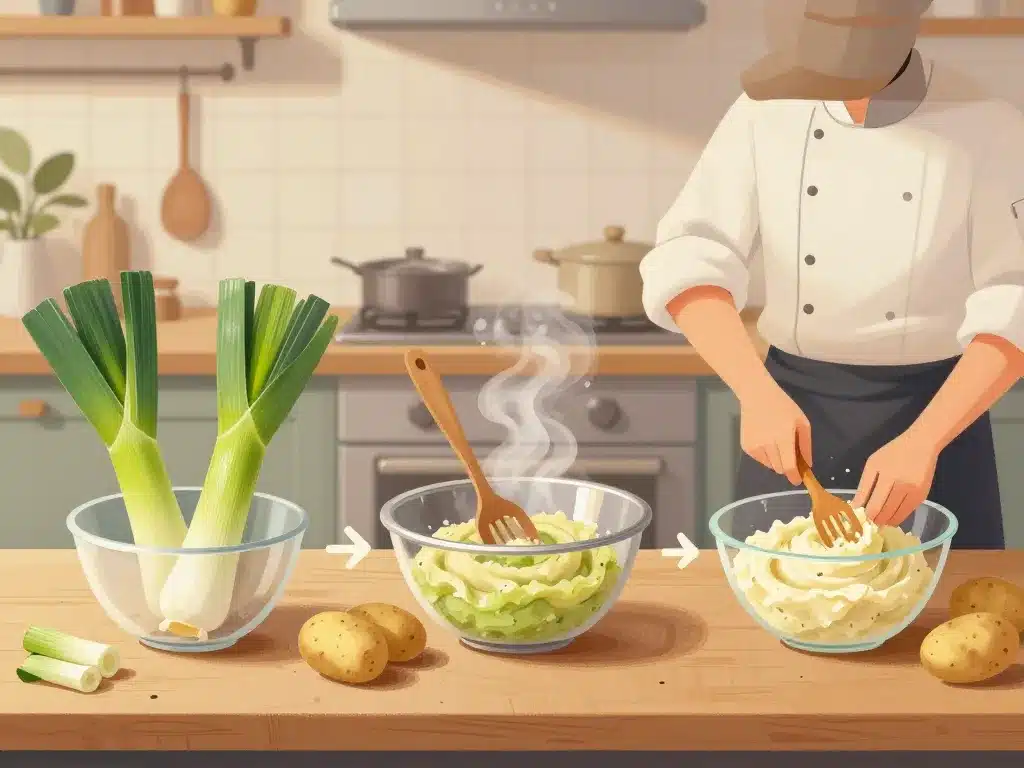 préparation purée de poireaux étapes cuisine