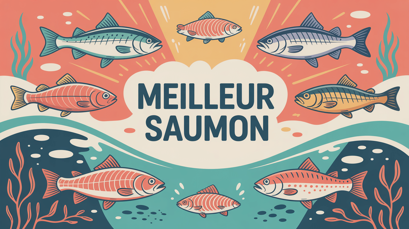 Quel est le meilleur saumon différents types en illustration colorée