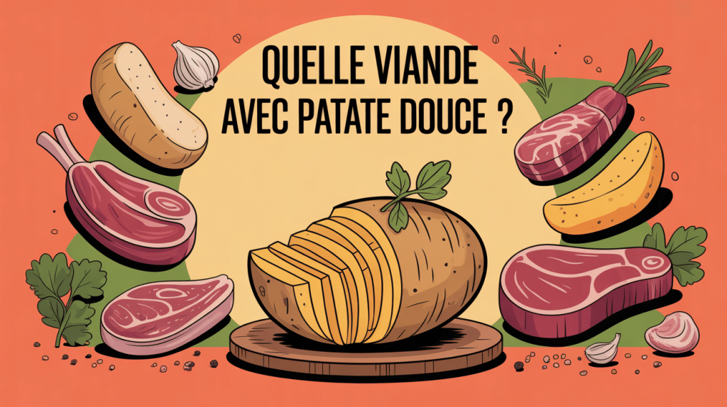 quelle viande pour accompagner patate douce, illustration colorée